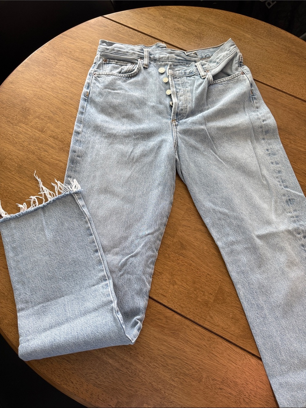 Agolde Light Blue High-Rise Button-Fly Jeans
